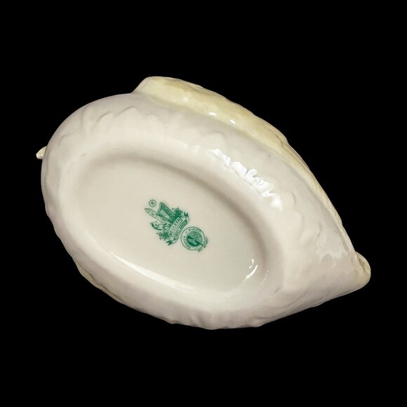 Vintage Belleek Ireland Swan Dish with Yellow Luster Finish - Picture 11 of 11